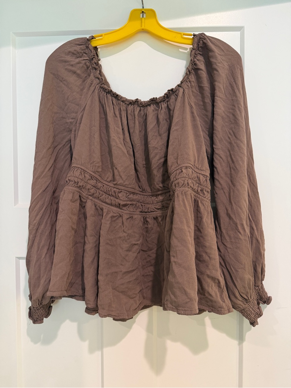 TORRID Women's Peasant Blouse in Taupe-Size 0